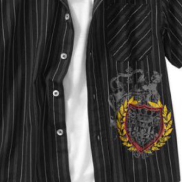 NWT Boys 2pc Button Down Graphic Shirt w/VNeck Tee  XL 14/16 - Picture 2 of 3